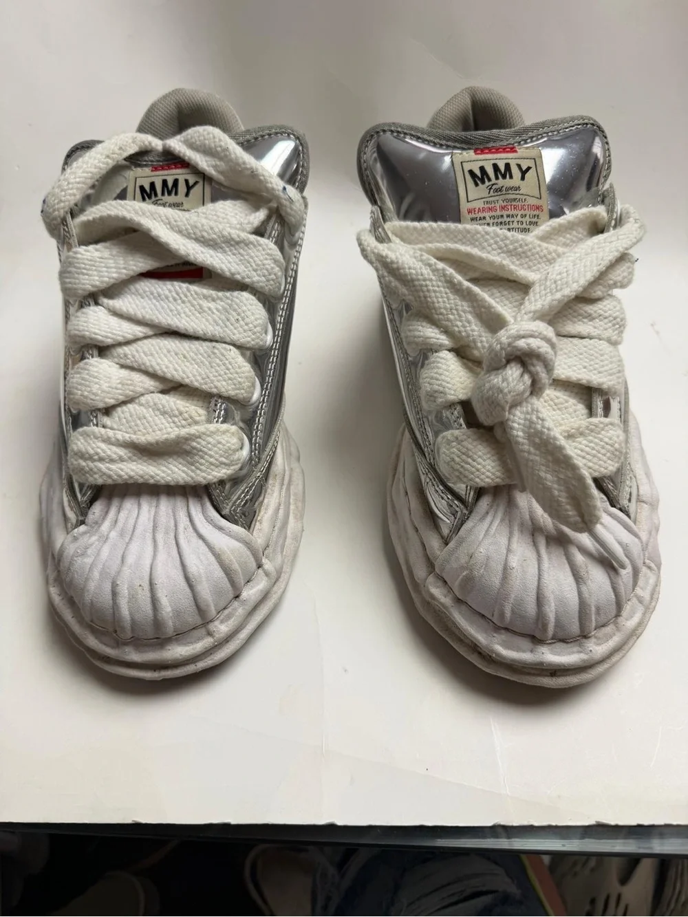 Miharayasuhiro White & Silver Platform Sneakers